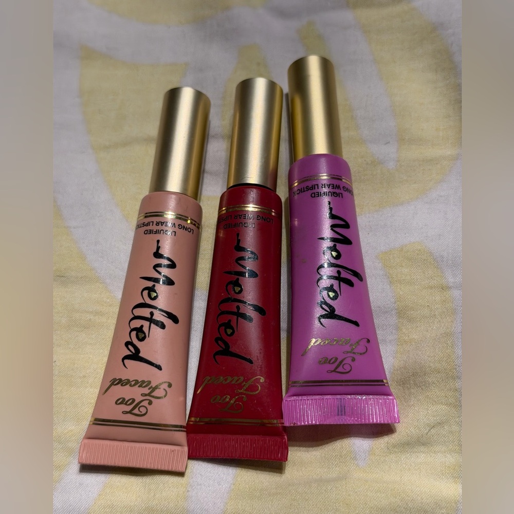 Too Faced Melted Liquid Lipstick Trio MELTED VIOLET Velvet Sugar Set Bundle Lot